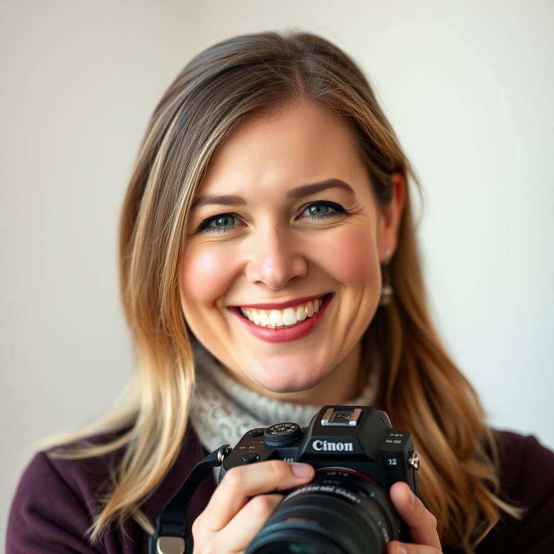 Portrait of Amelia Stone, the founder and lead instructor of Coastal Light Photography Academy, smiling warmly and holding a camera.