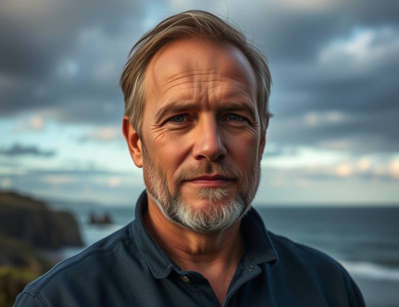 Portrait of David Miller, a landscape photography instructor at Coastal Light Photography Academy, standing in front of a stunning coastal scene.